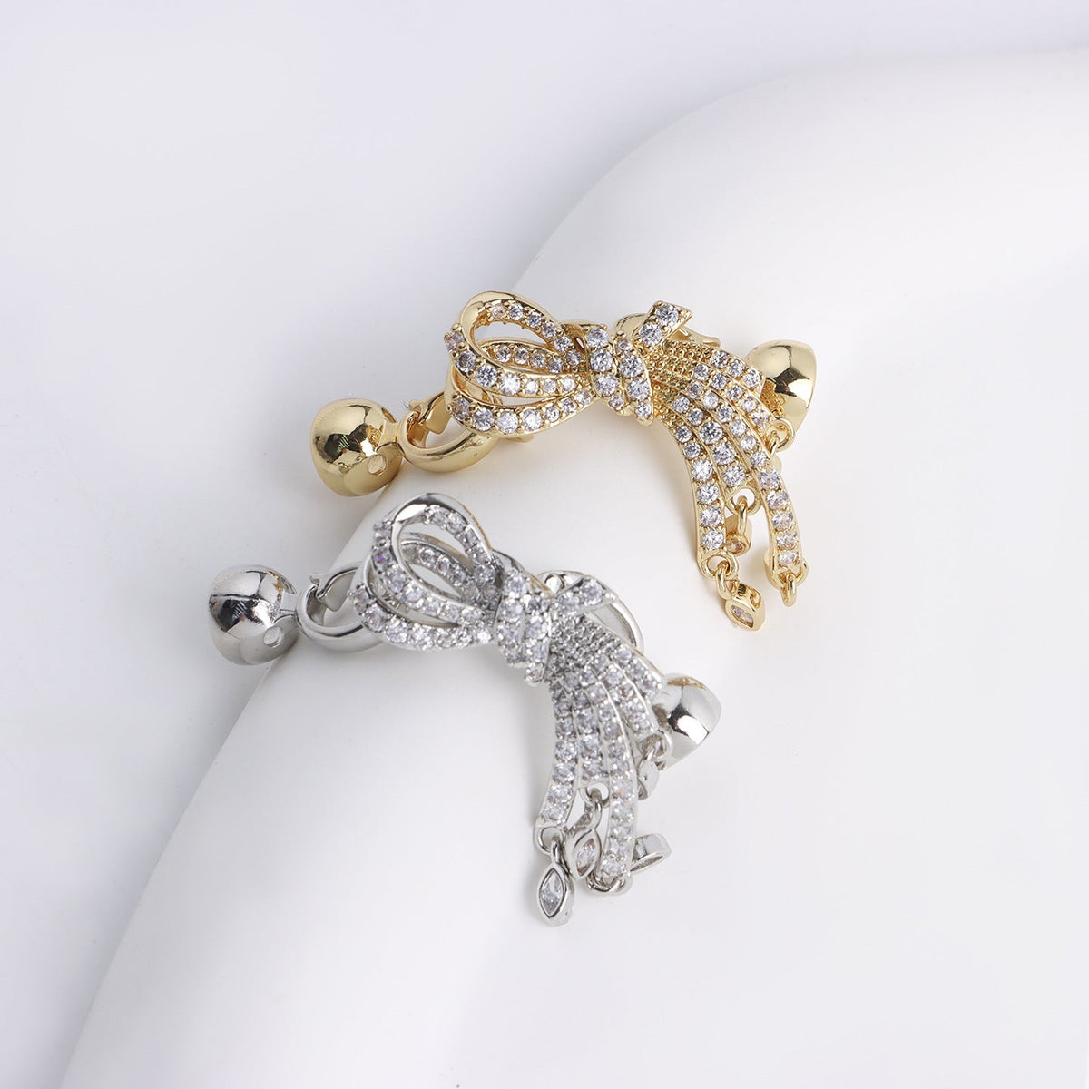 CZ Tassel Bow Clasp – 18K Gold Plated