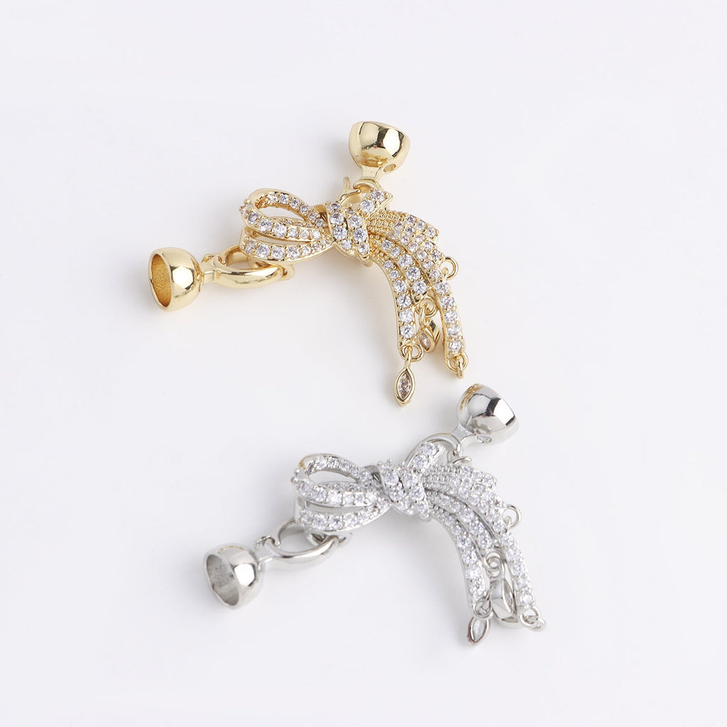 CZ Tassel Bow Clasp – 18K Gold Plated